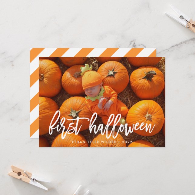 Primera tarjeta de fotos de Halloween del bebé (Anverso/Reverso In Situ)