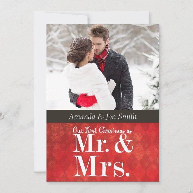 Primera tarjeta de fotos de Navidad de recién casa (Anverso)