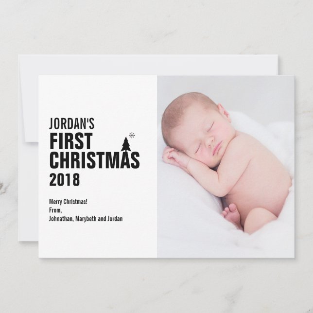 Primera tarjeta de fotos de Navidad del bebé (Anverso)