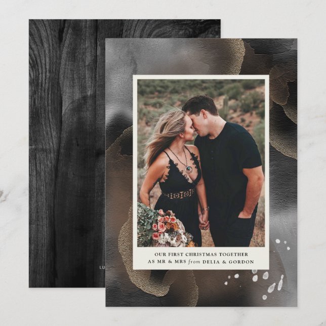 Primera tarjeta de fotos de Navidad juntos (Anverso / Reverso)