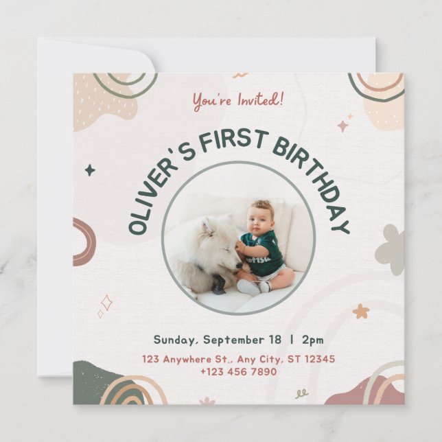 Primera tarjeta de invitación de cumpleaños (Anverso)