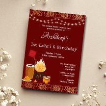 Primera tarjeta de invitación de Lohri y cumpleaño