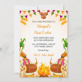 Primera tarjeta de invitación Lohri, tarjeta de Fi
