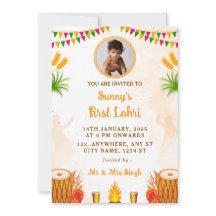 Primera tarjeta de invitación Lohri, tarjeta de Fi
