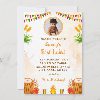 Primera tarjeta de invitación Lohri, tarjeta de Fi