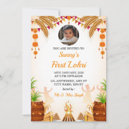 Primera tarjeta de invitación Lohri, tarjeta de Fi