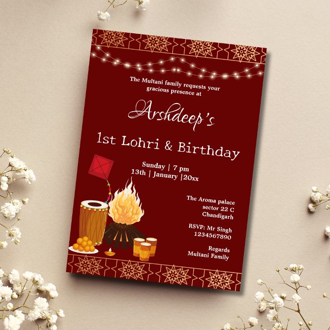 Primera tarjeta de invitación para Lohri y Cumplea (Subido por el creador)