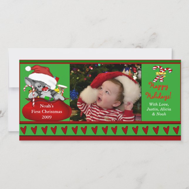 Primera tarjeta de la foto del navidad del bebé (Anverso)