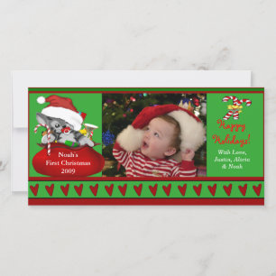 Primera tarjeta de la foto del navidad del bebé