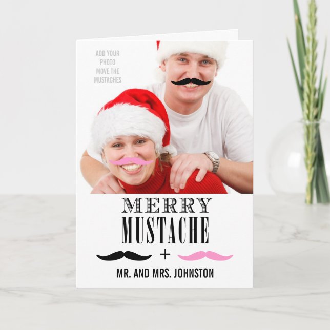 Primera tarjeta de la foto del navidad del bigote (Anverso)