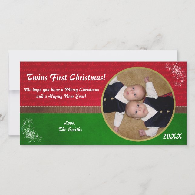 Primera tarjeta de Navidad de los gemelos (Anverso)