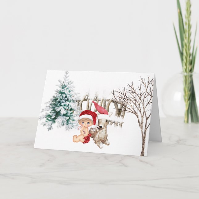 Primera tarjeta de Navidad del bebé (Anverso)