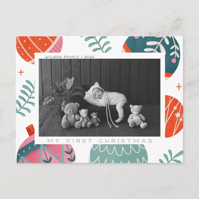 Primera tarjeta de Navidad del bebé (Anverso)