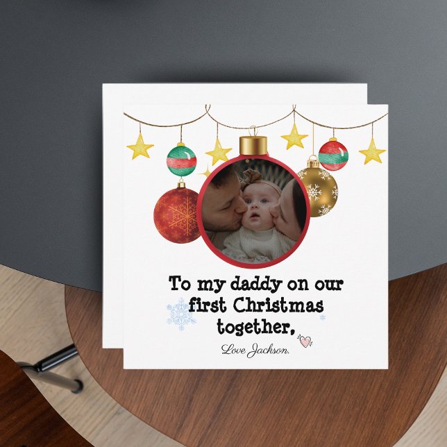 Primera tarjeta de Navidad personalizada para papi (Personalised First Christmas Card for Daddy)