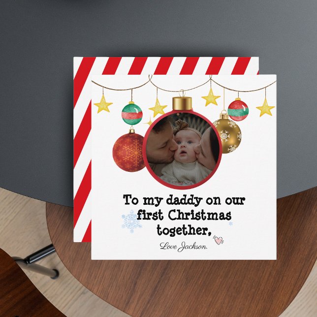 Primera tarjeta de Navidad personalizada para papi (Personalised First Christmas Card for Daddy with Photo 📷 )
