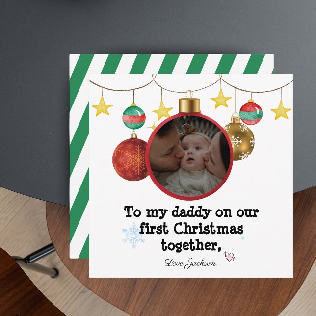 Primera tarjeta de Navidad personalizada para papi (Personalised First Christmas Card for Daddy with Photo )