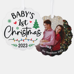 Primera tarjeta de ornamento para fotos de Navidad