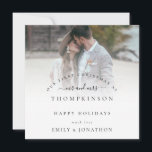 Primera tarjeta navideña de fotos casadas<br><div class="desc">Primera tarjeta navideña de nombres de fotos casadas. ¡Celebra la hora especial de tus primeros Navidades casados! Fácil de personalizar el texto y reemplazar la foto de ejemplo por la suya propia.</div>