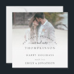 Primera tarjeta navideña de fotos casadas<br><div class="desc">Primera tarjeta navideña de nombres de fotos casadas. ¡Celebra la hora especial de tus primeros Navidades casados! Fácil de personalizar el texto y reemplazar la foto de ejemplo por la suya propia.</div>