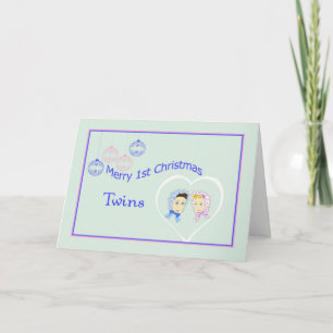 Primera tarjeta navideña para gemelos y Chica