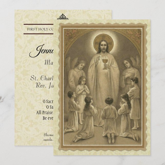 PRIMERA TARJETA SANTA DE COMUNIÓN JESÚS NIÑOS SANT (Anverso / Reverso)