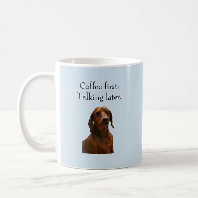 Primera taza divertida del Dachshund del café (Izquierda)