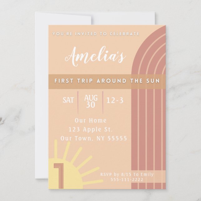 Primera Vuelta Alrededor del Sol Invitación (Anverso)