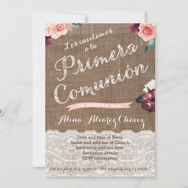 Primeras invitaciones de la Comunión a Latina Chic (Anverso)