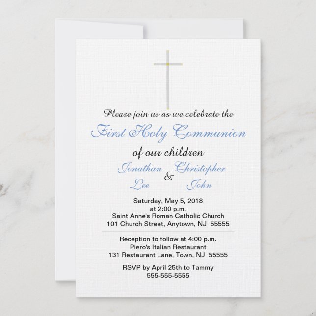 Primeras invitaciones de los Gemelos Azules de la  (Anverso)