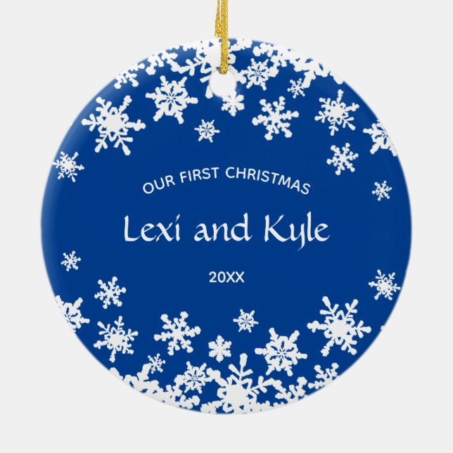 Primeras Navidades Ornamento cerámico de copo de n (Atrás)