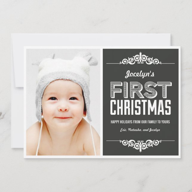 Primeras tarjetas de Navidad para bebés - Carbón (Anverso)