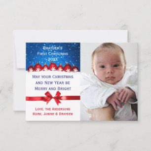 Primeros adornos navideños rojos - Tarjeta de Navi