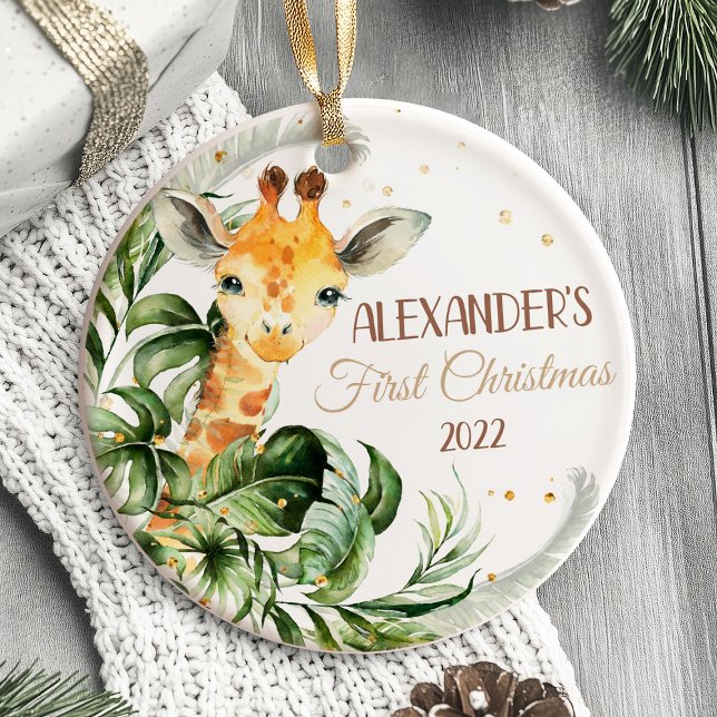 Primeros animales de Safari con el ornamento de Na (Baby's First Christmas Ornament)