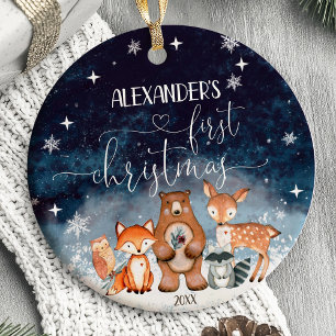Primeros animales de Woodland adornos de Navidad p