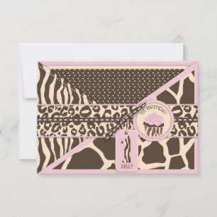 Primeros cumpleaños de Safari Rosa y Pastel RSVP
