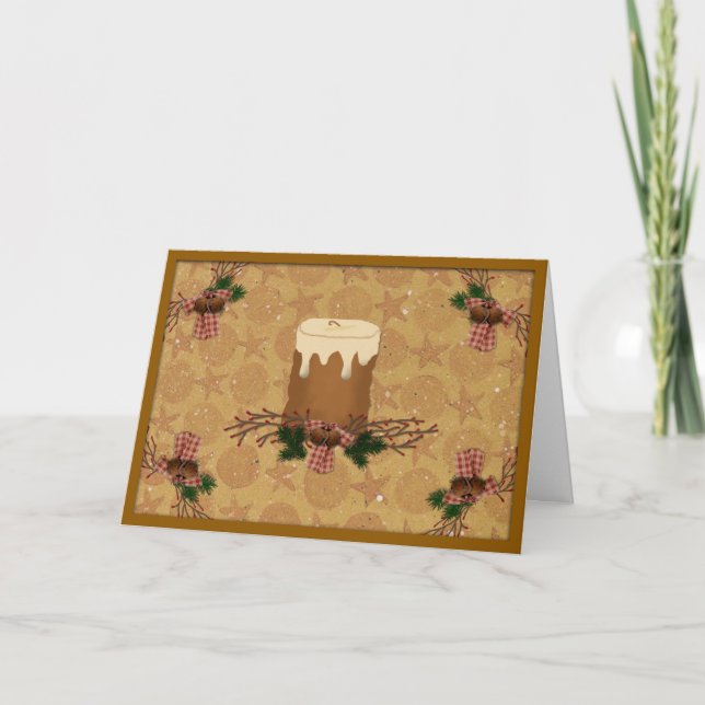 Primitive Candle Navidad Card (Anverso)