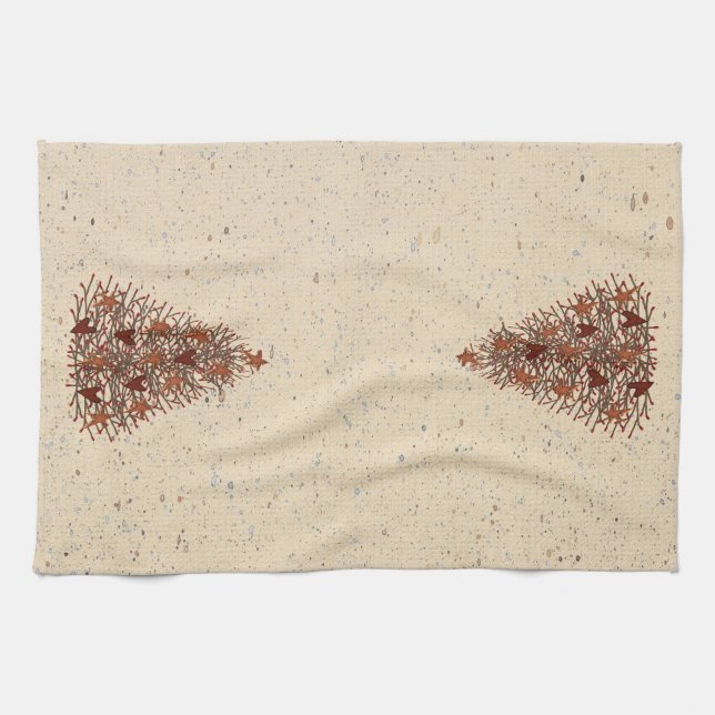 Primitive Christmas Tree Kitchen Toalla (Horizontal)