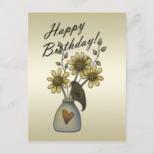 Primitive Crows Sunflowers Tarjeta postal de cumpl