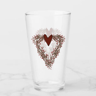 Primitive Pip Berry Heart Wreath Glass