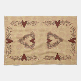 Primitive Pip Berry Heart Wreath Kitchen Toalla