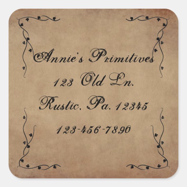 Primitive Vines Square Pegatina (Anverso)