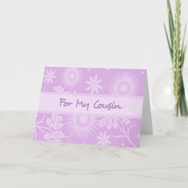 Primo de flores moradas gracias tarjeta de chica f (Anverso)