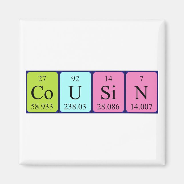 Primo imán de nombres de tabla periódica (Frente)