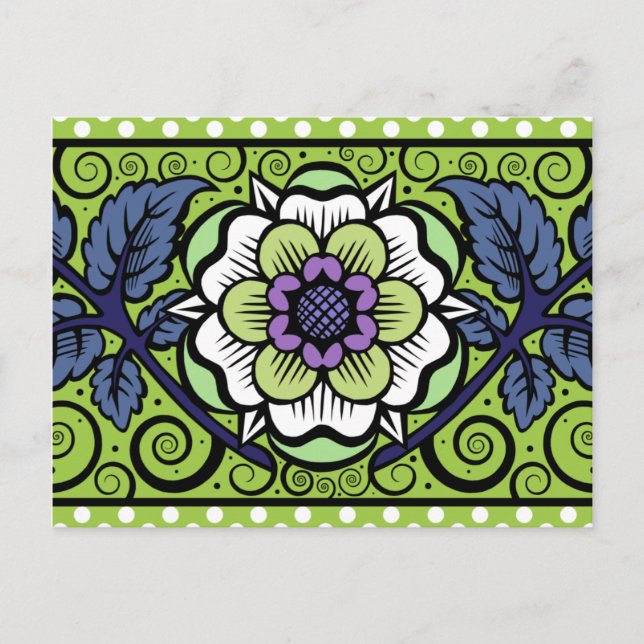 Primrose de verano en verde - postal (Anverso)