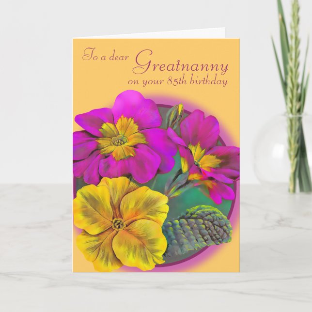Primula grannanny floral tarjeta de cumpleaños ama (Anverso)