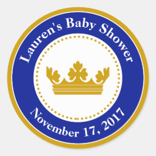 Prince Baby Shower Favor Pegatinas Blue Boy