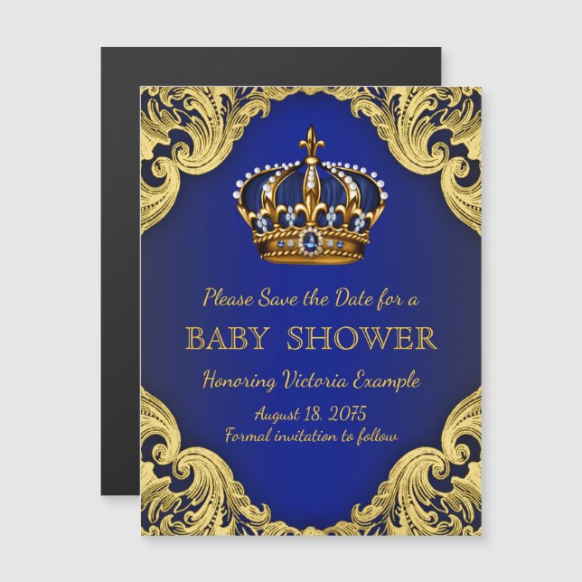 Prince Baby Shower Guardar imanes de postales de f (Anverso/Reverso)