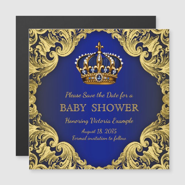 Prince Baby Shower Guardar imanes de postales de f (Anverso/Reverso)