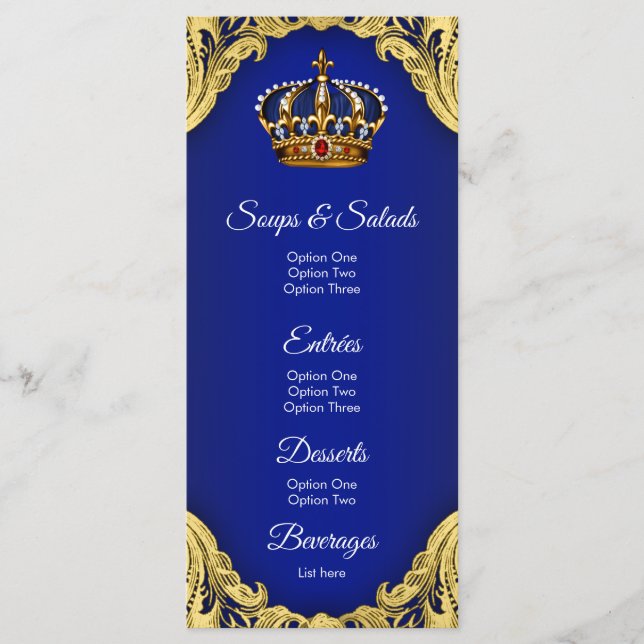 Prince Baby Shower Menus (Anverso)