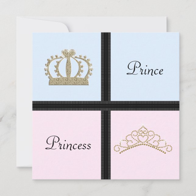 Prince Princess Gender Reveal Shower Invitaciones (Anverso)